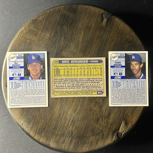 1989 (3) Dodgers Bill Brennan #622 RC & Orel Hershiser #385, Ramon Martinez