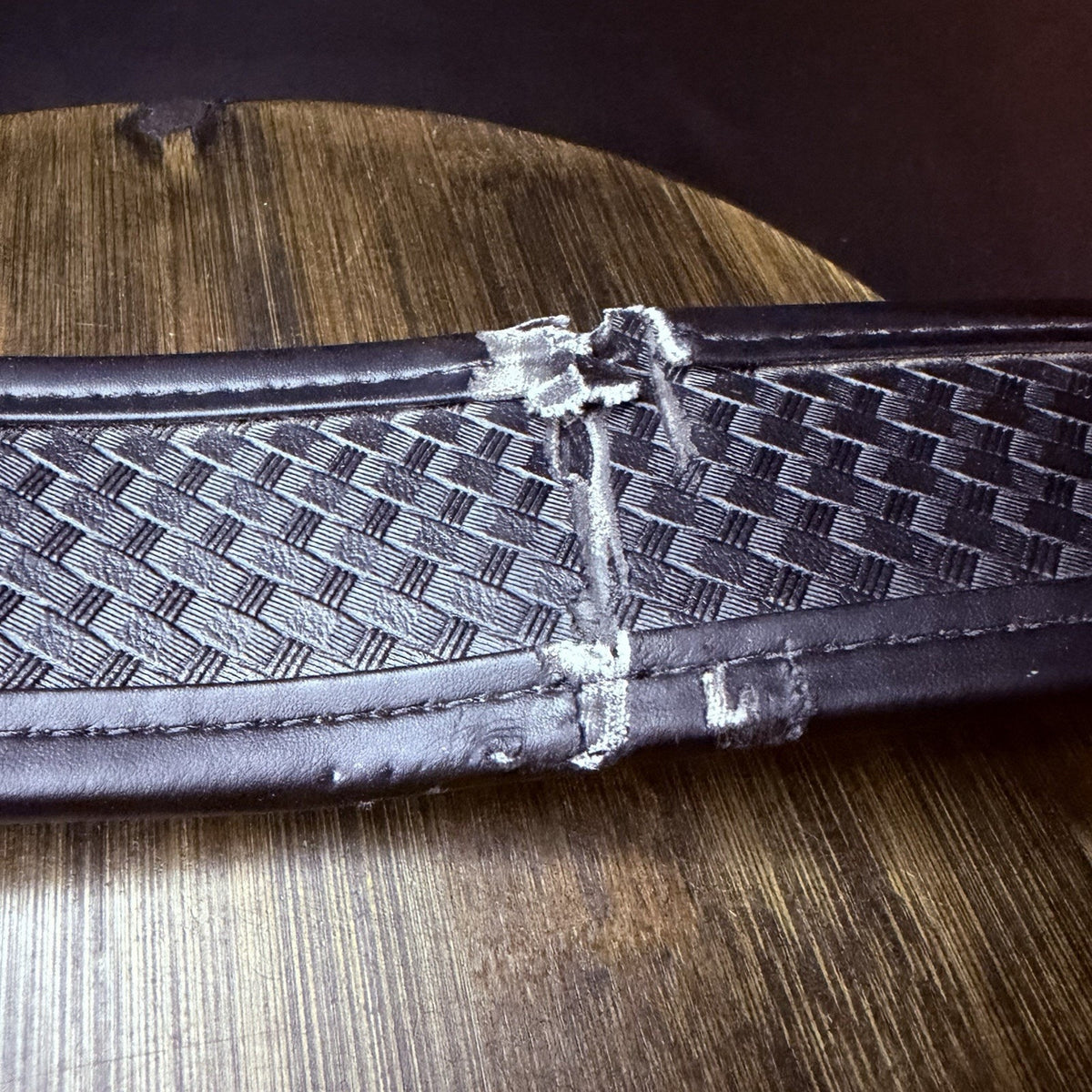 Bianchi 7950 Duty Belt Waist Size Small 28”-32" Basketweave Leather with A Cut