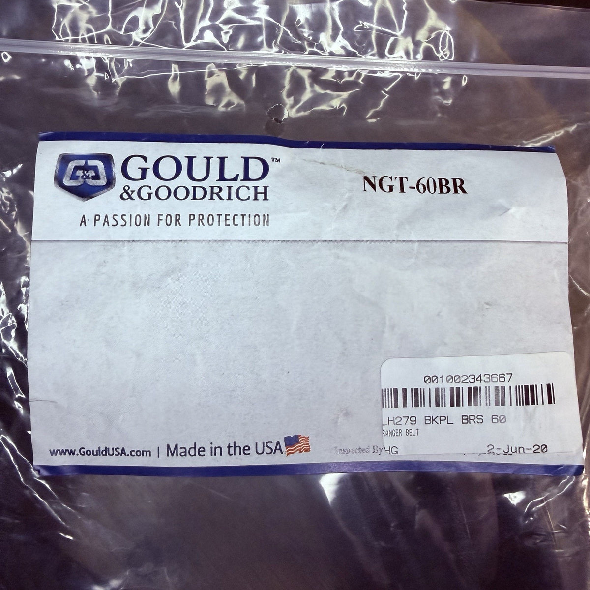Gould and Goodrich Ranger Belt Size 60" Plain Black Leather Brass Buckle NGT-60B