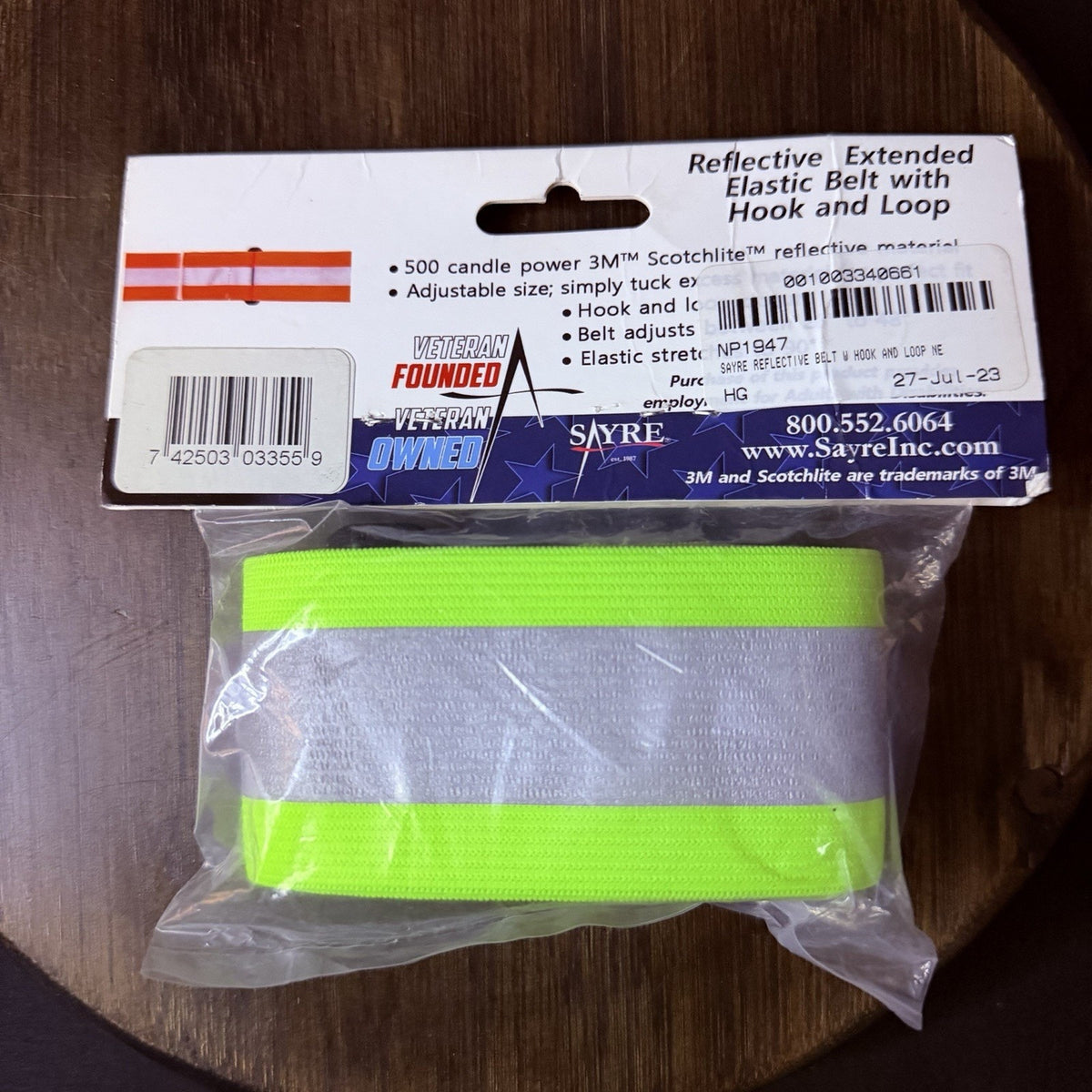 Sayre Reflective Belt Size Universal Elastic Hook And Loop 500 Candle Power 3M