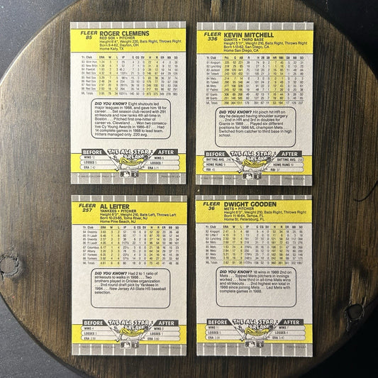1989 Fleer Baseball Trading Cards Lot Of (4)