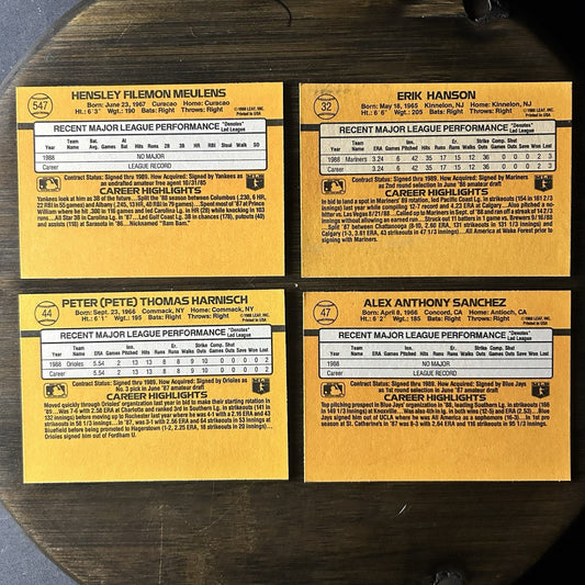 1989 Donruss Rated Rookies High Grade MLB Trading Card Lot Of (4)