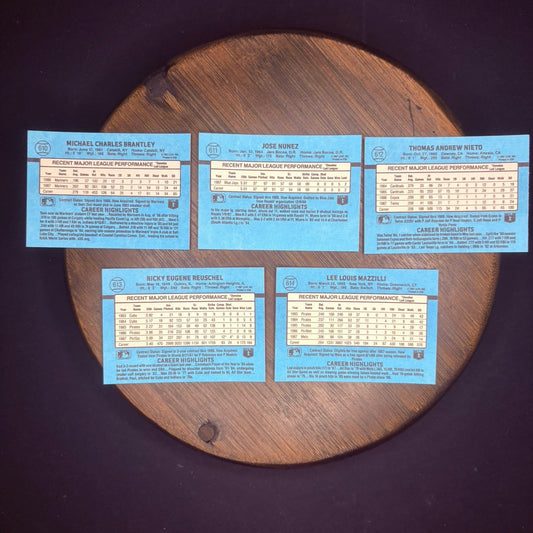 Donruss 1988 High Grade Cards #610, #611, #612, #613, #614 MLB Baseball (Lot 5)