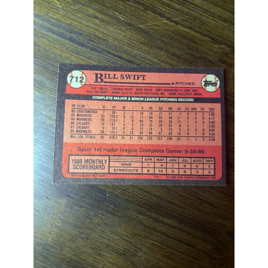 1989 Topps Bill Swift Seattle Mariners #712 High Grade See Photos