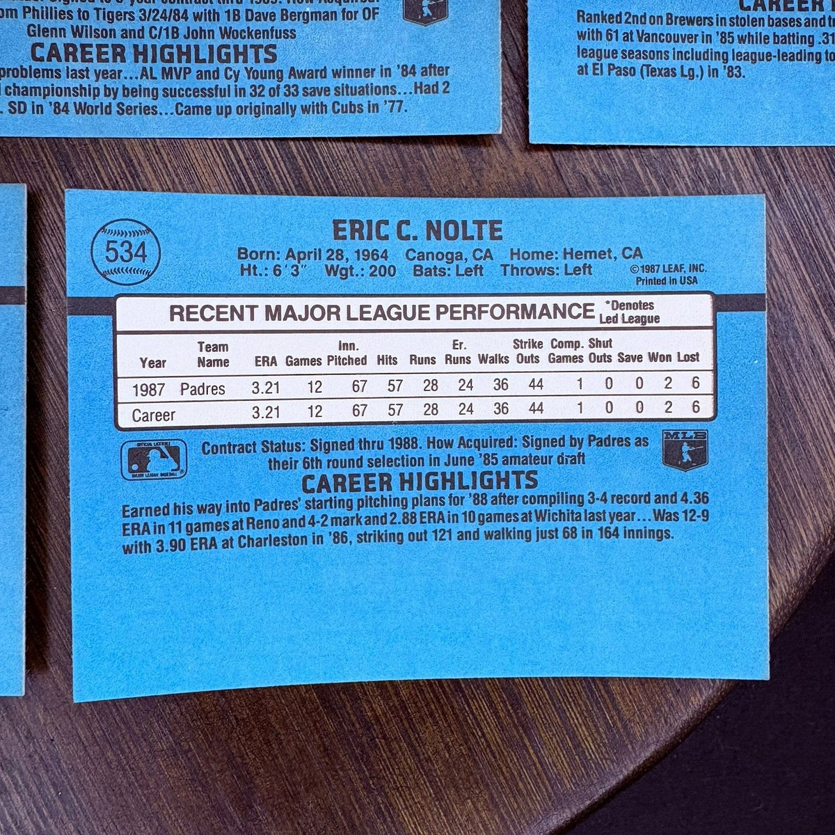 Donruss 1988 High Grade Cards #399, #398, #397, #396, #534 MLB Baseball (Lot 5)