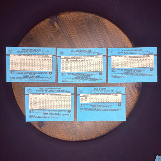 Donruss 1988 High Grade Cards #399, #398, #397, #396, #534 MLB Baseball (Lot 5)
