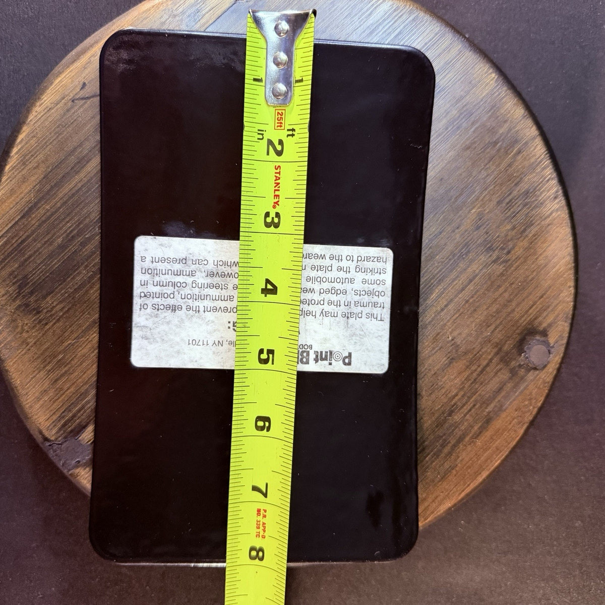 PB Truama Impact Plate 5"x 8" Hard Black Metal Curved Plate