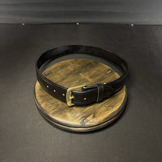 DutyMan Garrison Belt Size 32" Plain Black Leather Brass Buckle 1.5" Wide 1511T