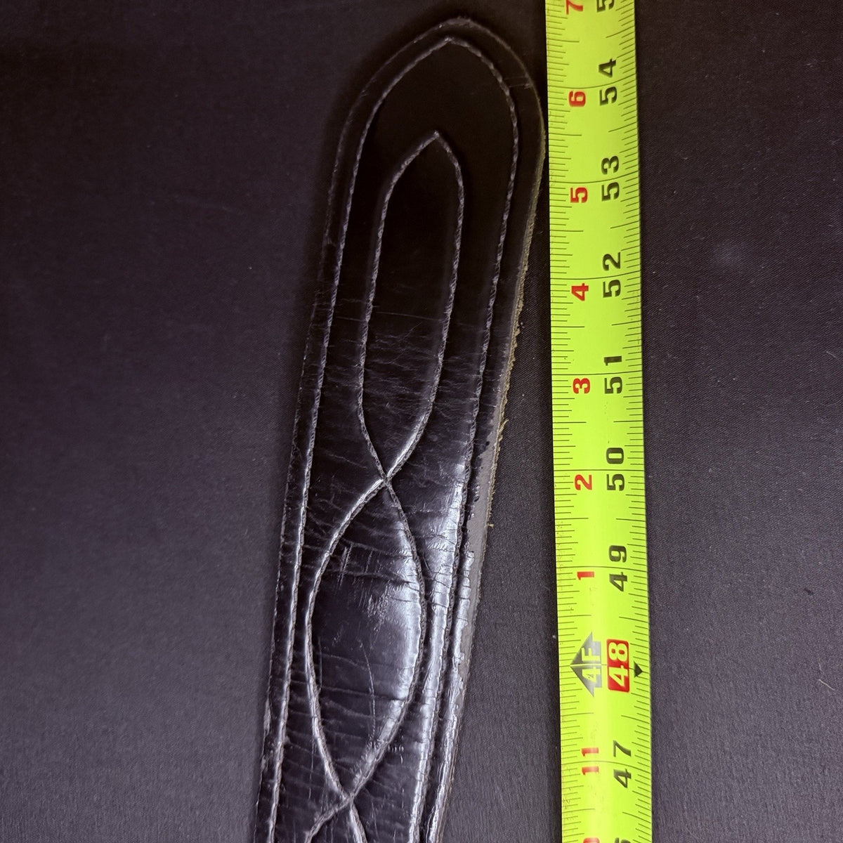 Duty Belt Black Plain Leather Size 48" Hook And Loop Closure 2.25" Wide