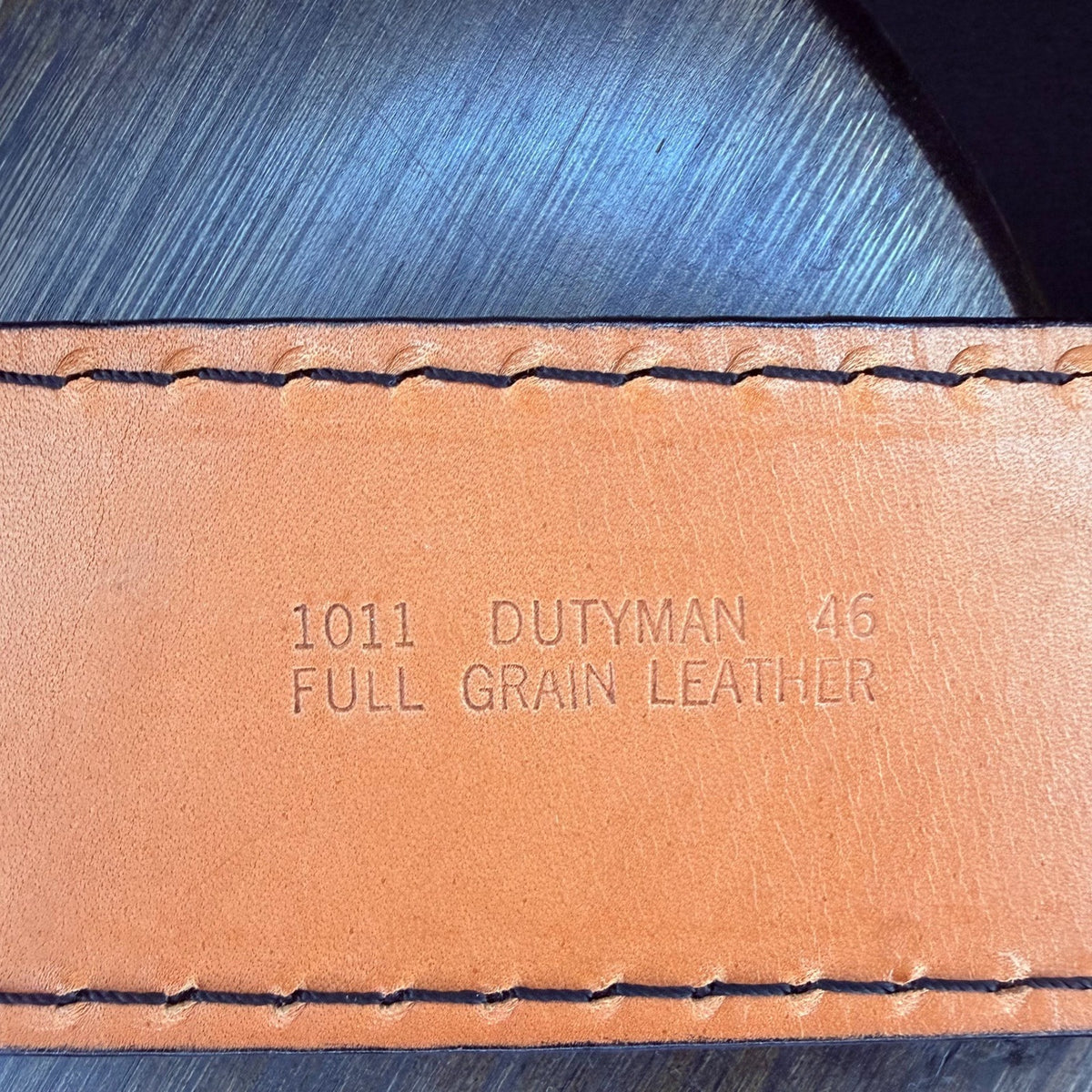 Dutyman Sam Browne Duty Belt Size 46" Plain Black Leather Nickel Buckle 2.25"