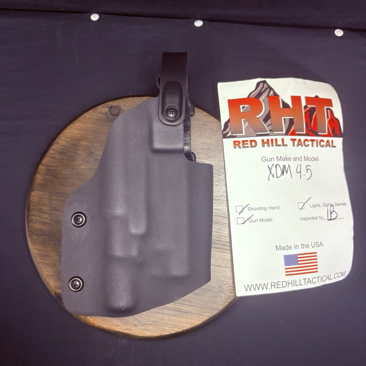 NEW Red Hill Tactical XDM .45 w/Light Holster Black Kydex w/ Locking Strap