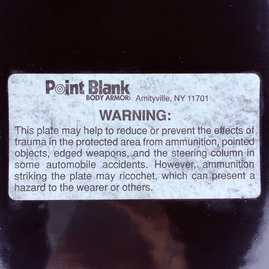 PB Truama Impact Plate 5"x 8" Hard Black Metal Curved Plate