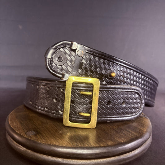 Bianchi Duty Belt (Size 34" - 36") Waist AccuMold Brass, Basket Weave Leather