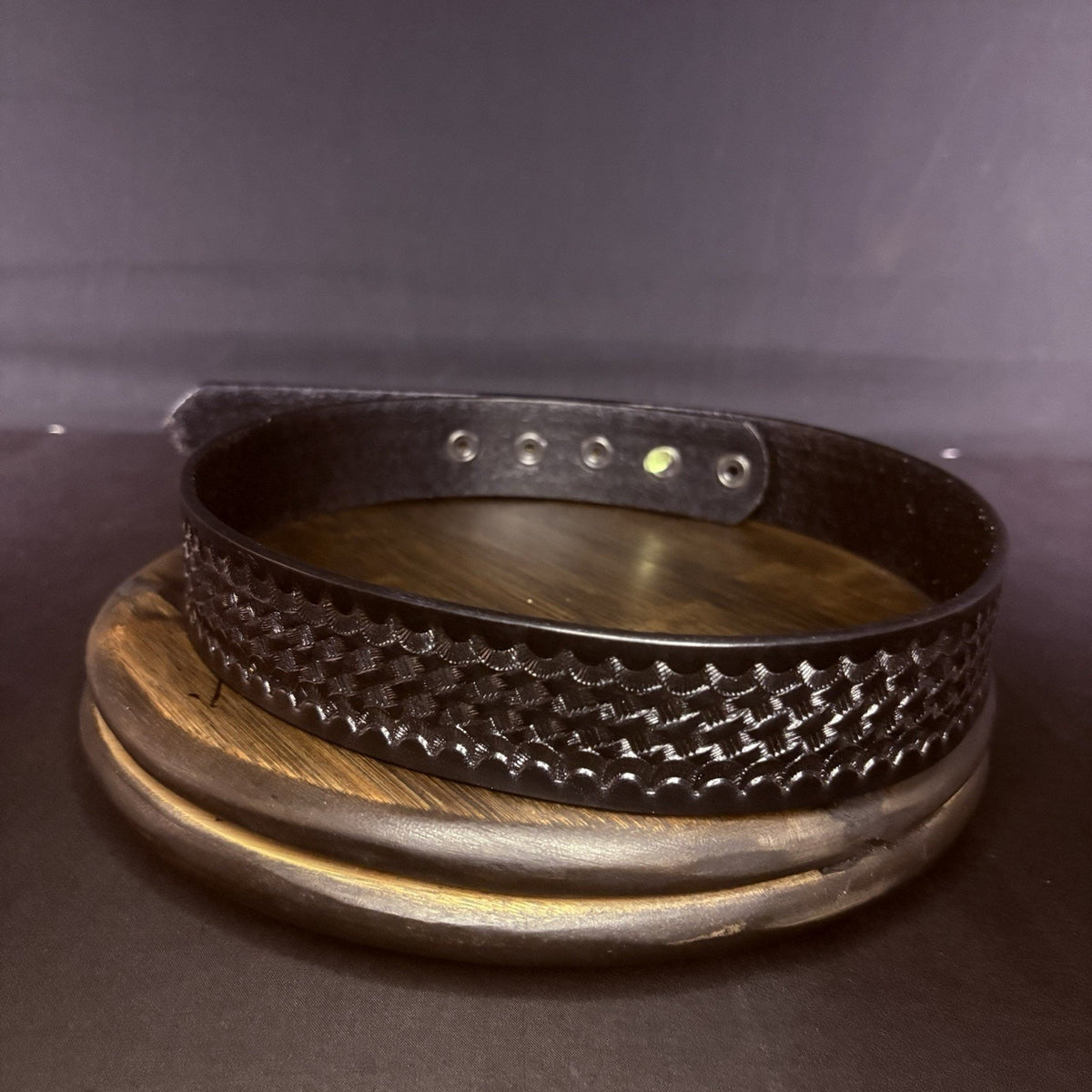 Dutyman Garrison Duty Belt Size 28" Chrome 3 Snap Closure Basketweave Leather