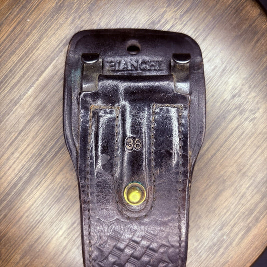Full Leather Bianchi Duty Belt 38" w/Handcuff Case, Magazine Carrier, Baton Ring
