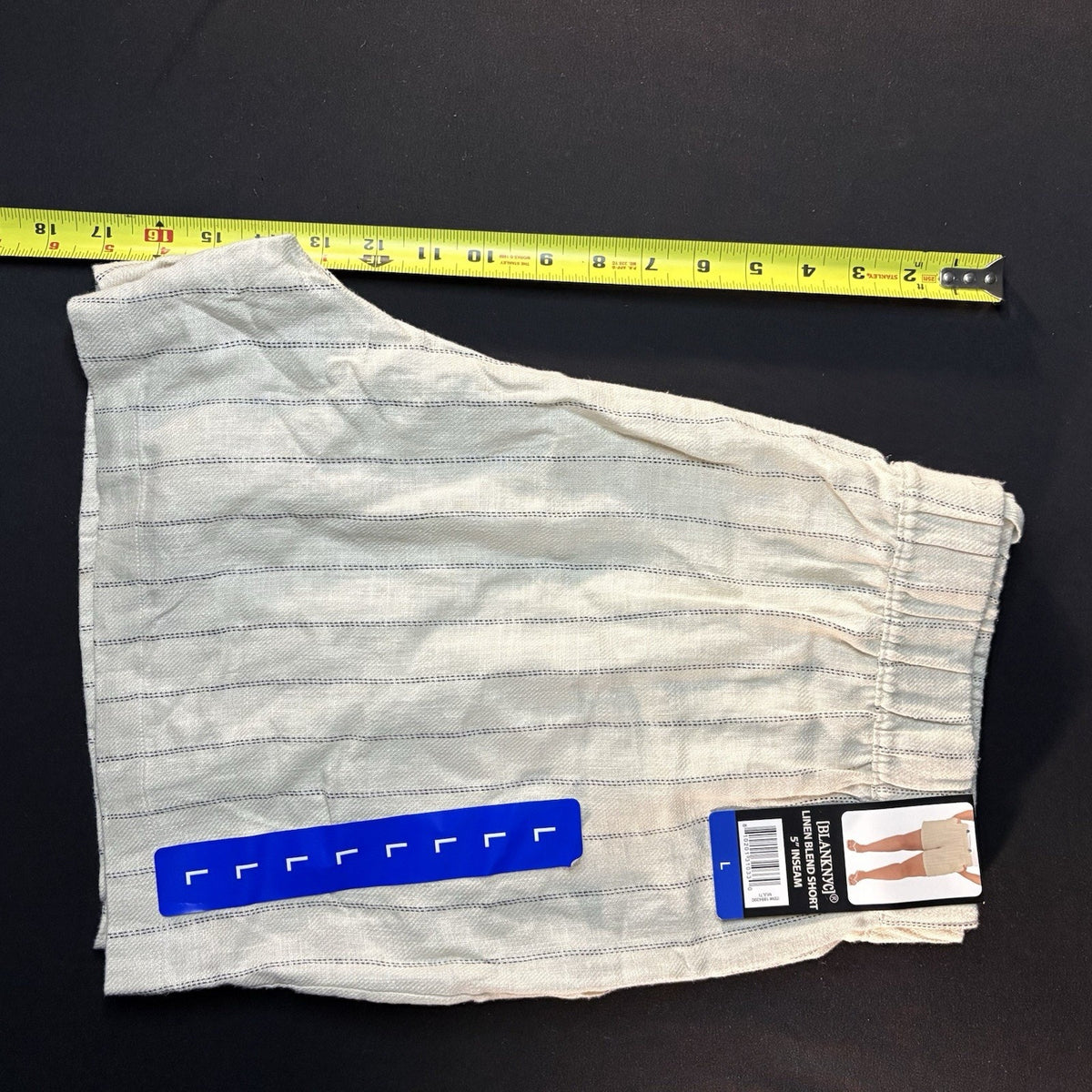 BLANKNYC Linen Blend Stripe Shorts Size Large High Rise Elastic Waist 5" Inseam