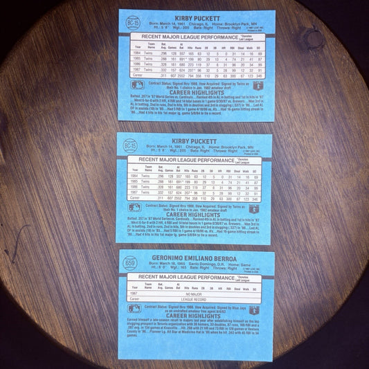 1989 Donruss Kirby Puckett MVP #BC-1 (Lot Of 2) w/Geronimo Berroa #659