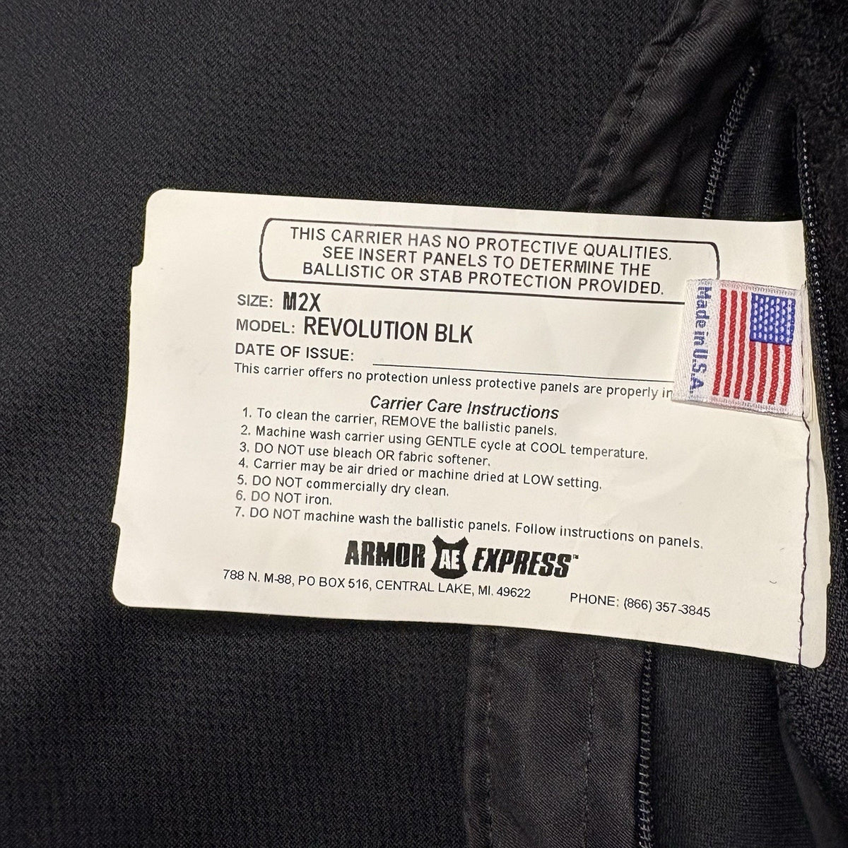 Armor Express 3A Vest Size Women's Medium IIIA Ballistic Body Armor Bulletproof
