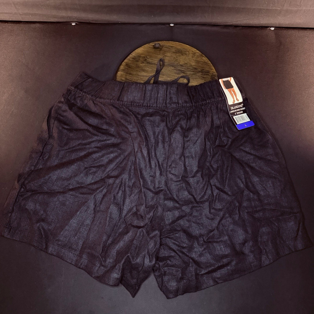 BLANKNYC Linen Blend Black Shorts Size Large High Rise Elastic Waist 5" Inseam