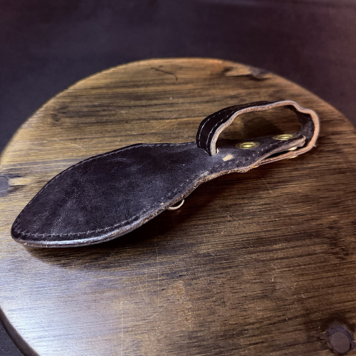Duty Belt Key Keeper High Gloss Black Leather, Brass Snap And Key Ring
