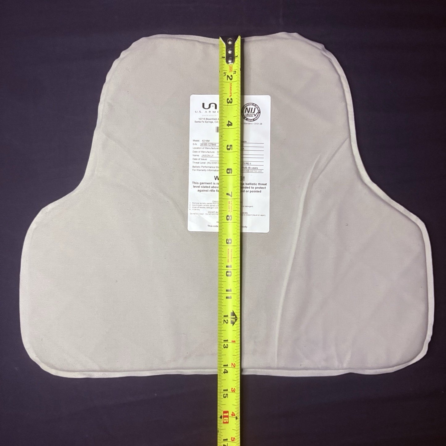 US Armor Level II (2) Bullet Proof Concealable Vest -Size SMALL- 202018