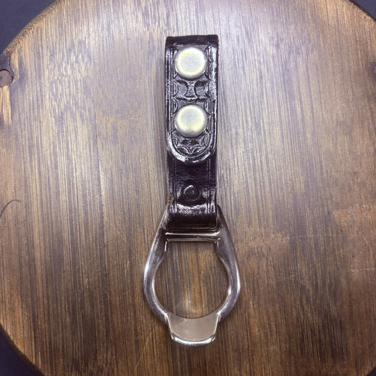 PR-24 Baton Ring Metal Chrome Ring & Double Snap Black Basket Weave1