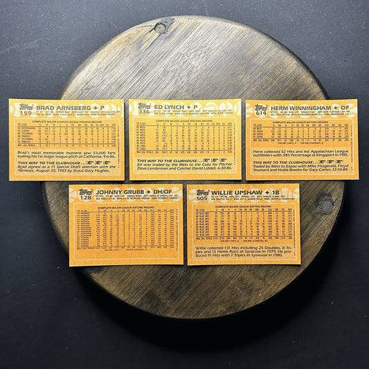 1988 Topps High Grade Cards #159, #336, #614, #128, #505 MLB Baseball (Lot Of 5)1