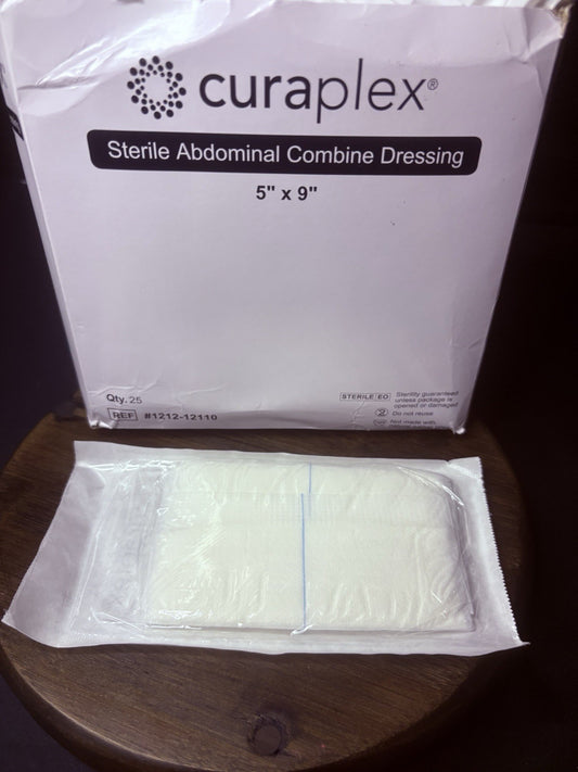 12 Pads Curaplex Combine ABD Abdominal Pad Gauze Dressing Sterile 5"x9"1
