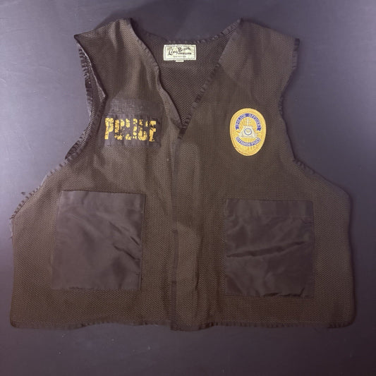 Police Black Safety Vest (Size Medium) Utility Vest w/ Badge & Pockets1