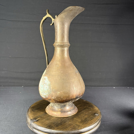 Antique Persian Pitcher Middle Eastern Hand Hammered Brass Early 1900s (Broken)1
