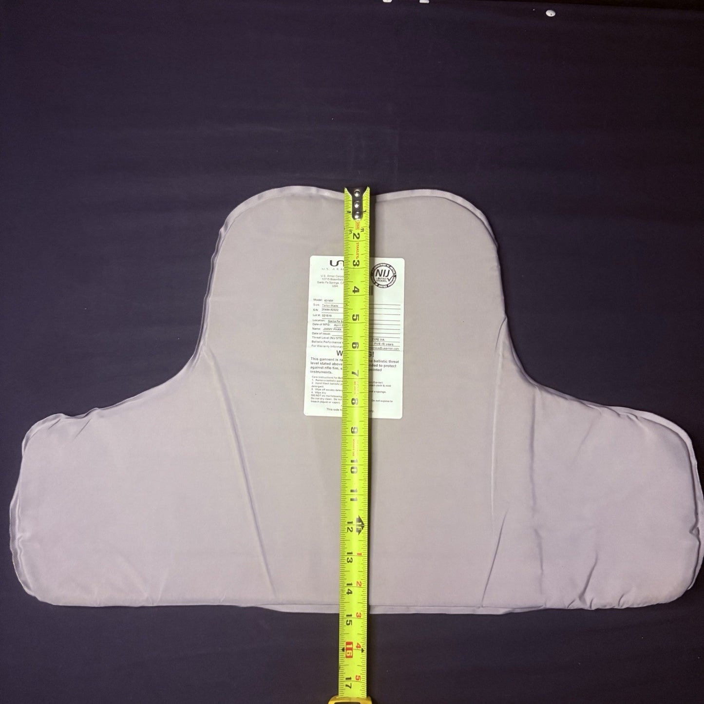 US Armor IIIA (3A) Bullet Proof Concealable Vest ~Size Medium~ 201915