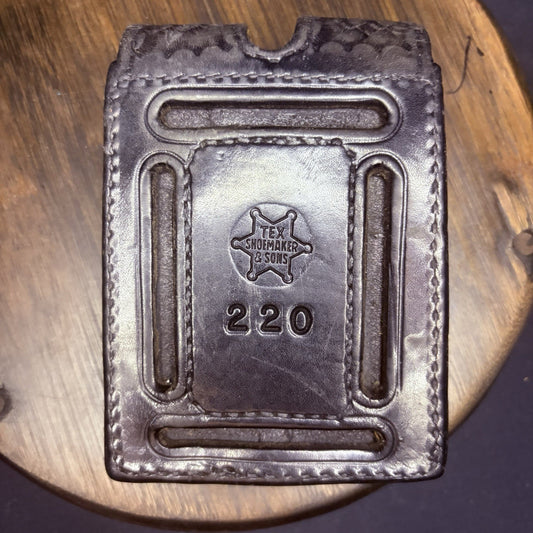 Vintage Tex Shoemaker Double Magazine Carrier Black Leather 2201