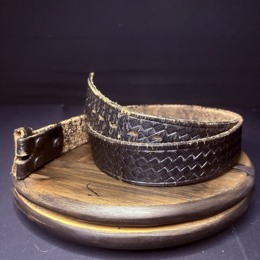 Leather Duty Belt (Size 40") Waist Black Basket Weave Leather1