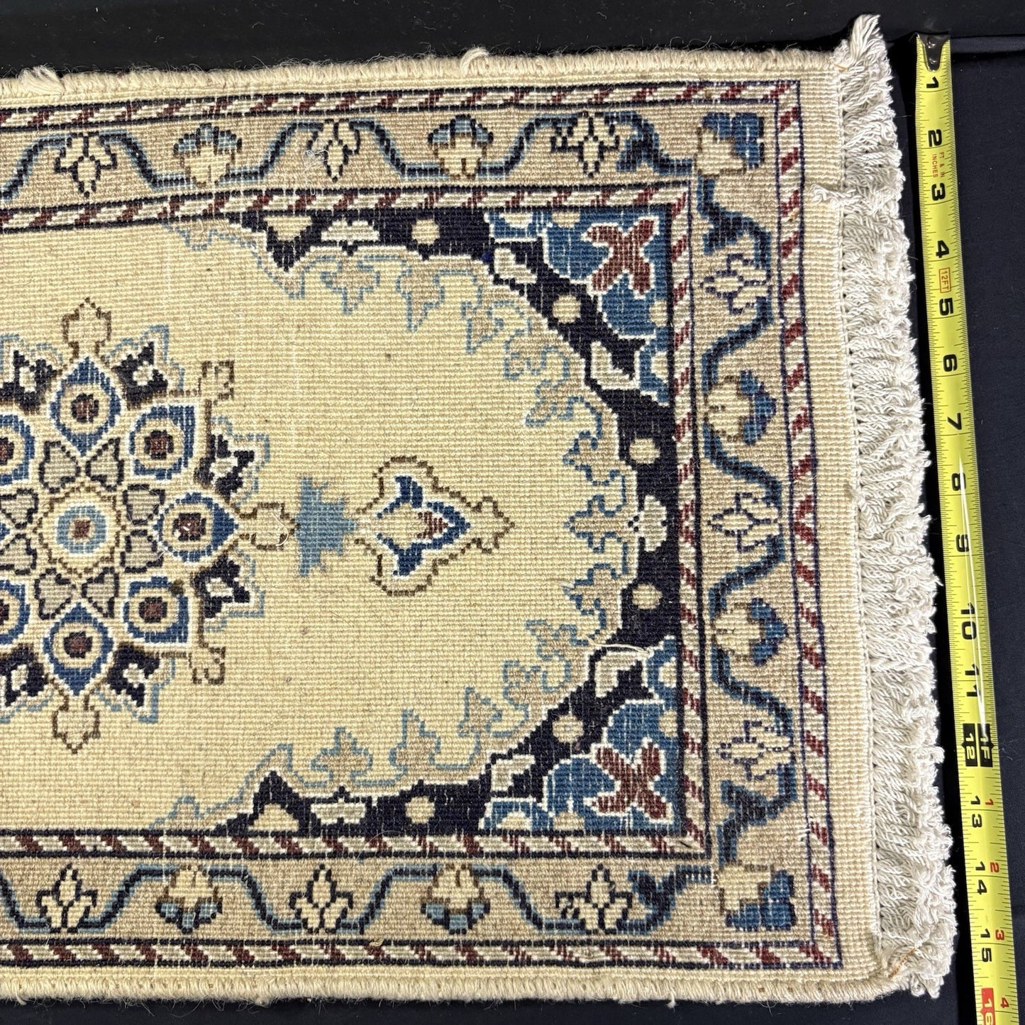 Persian Nain Rug Hand Knotted Blue Medallion 2'x1' or 25"x16" or 40cm X60cm8