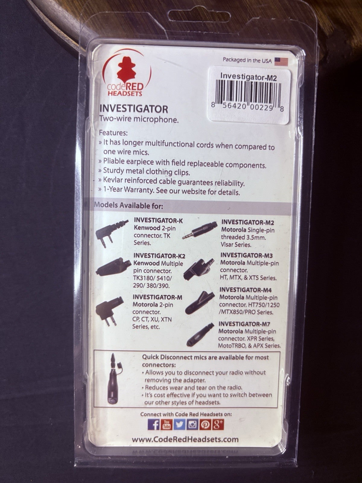 Code Red Investigator M2 Pack Silent Listen Only Radio Earpiece Value Pack6