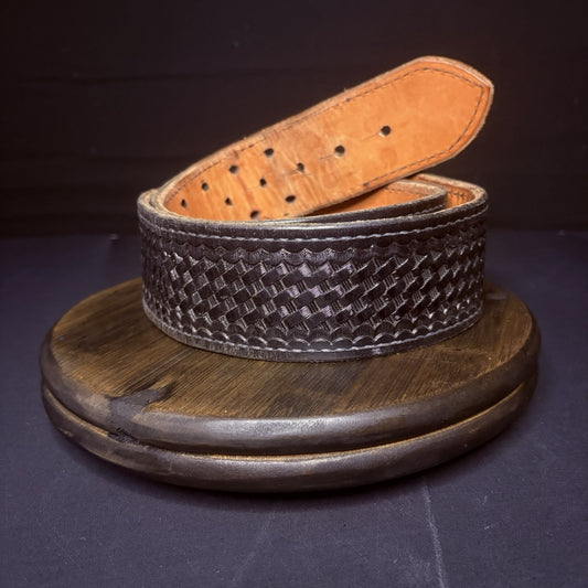 Vintage Tex Shoemaker Duty Belt (Size 34" Waist) Black Leather Basketweave USA1