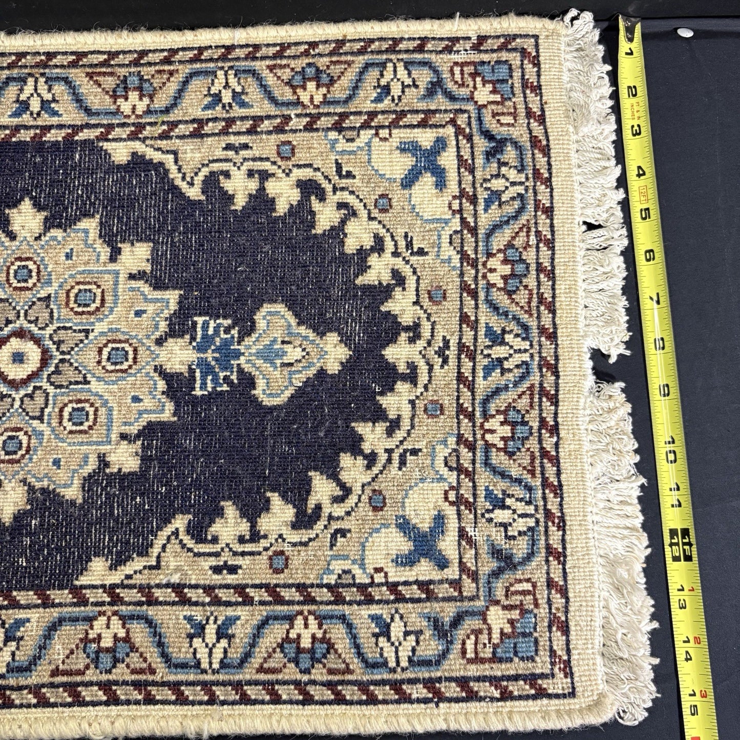 Persian Rug Hand Knotted Blue Medallion 2'x1' or 25"x15" or 40cm X 60cm 8