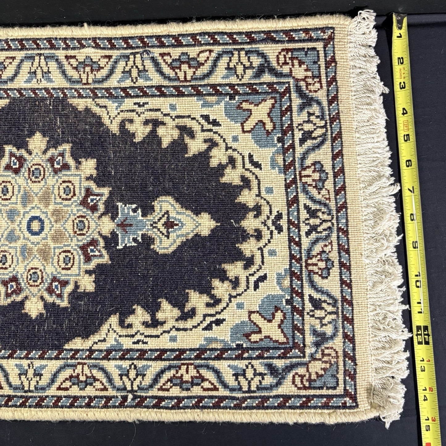 Rug Hand Knotted Medallion Rug 24x15" 40X60cm 132KPSI Semi-Antique8