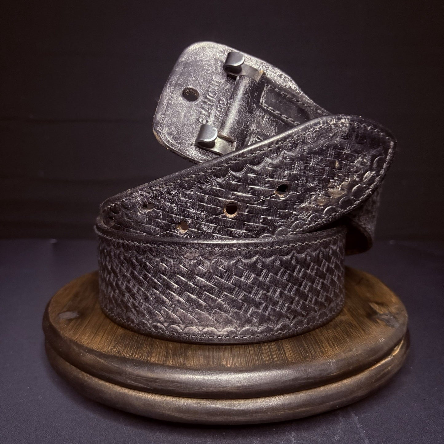Bianchi Duty Belt (Size 36") Waist Black Basket Weave Leather7