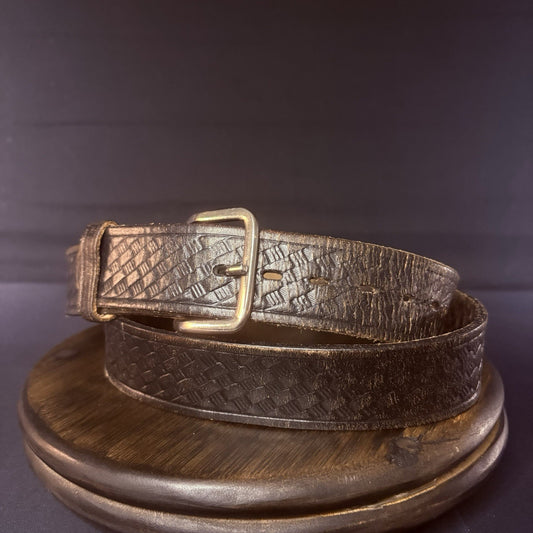 Duty Man Off Duty Belt Size 42" Chrome Buckle Basketweave Leather (6505-01)1