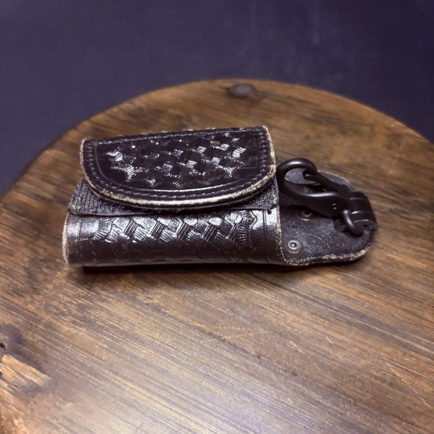 JS Leather Silent Key Keeper Basket Weave Leather Holder7