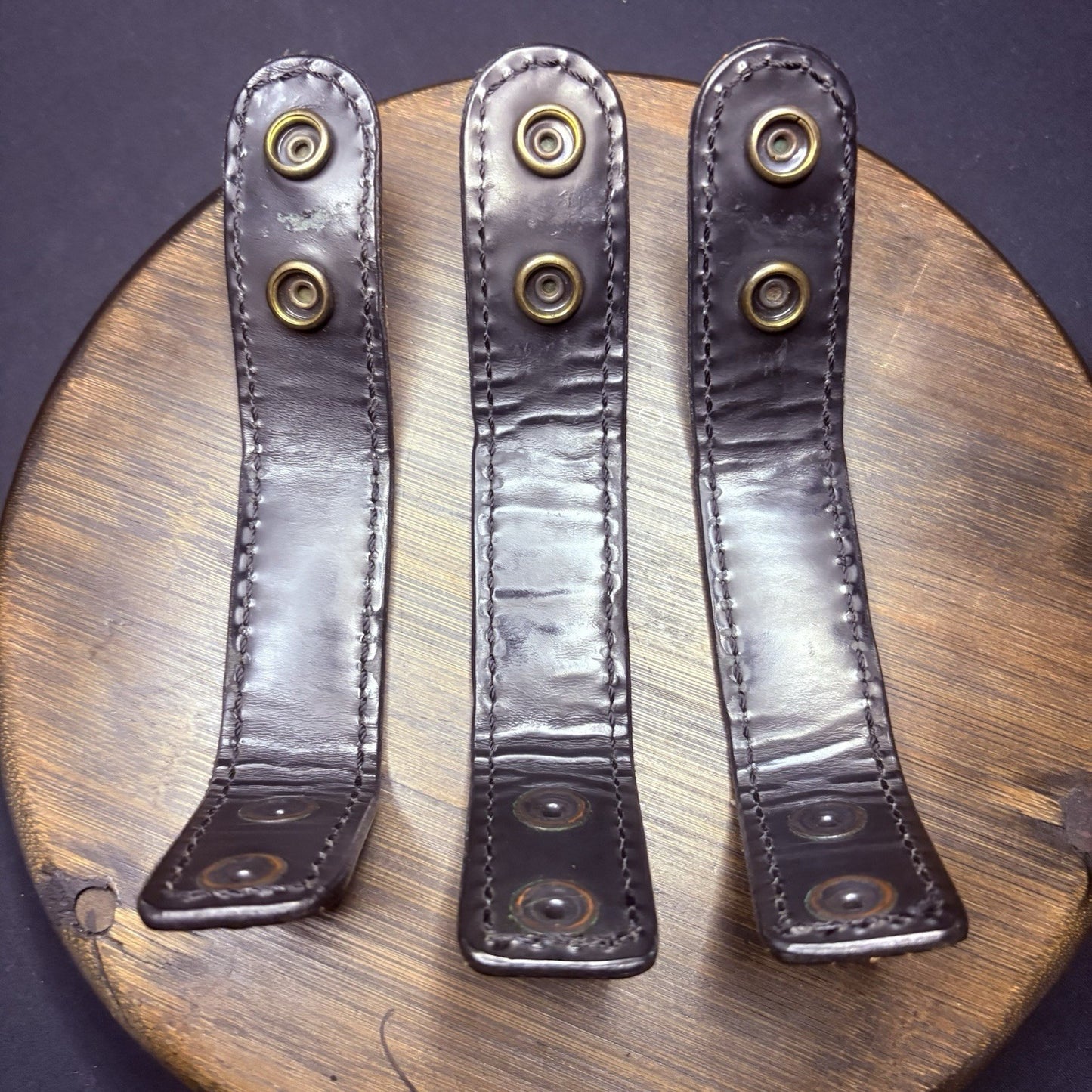 Thick Leather Duty Belt Keepers (3) With Hidden Double Snaps Black Basket Weave4