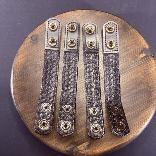 Bianchi Duty Belt Keepers Basket Weave Leather 7.5” Hidden Snaps (4 Lot) USED1