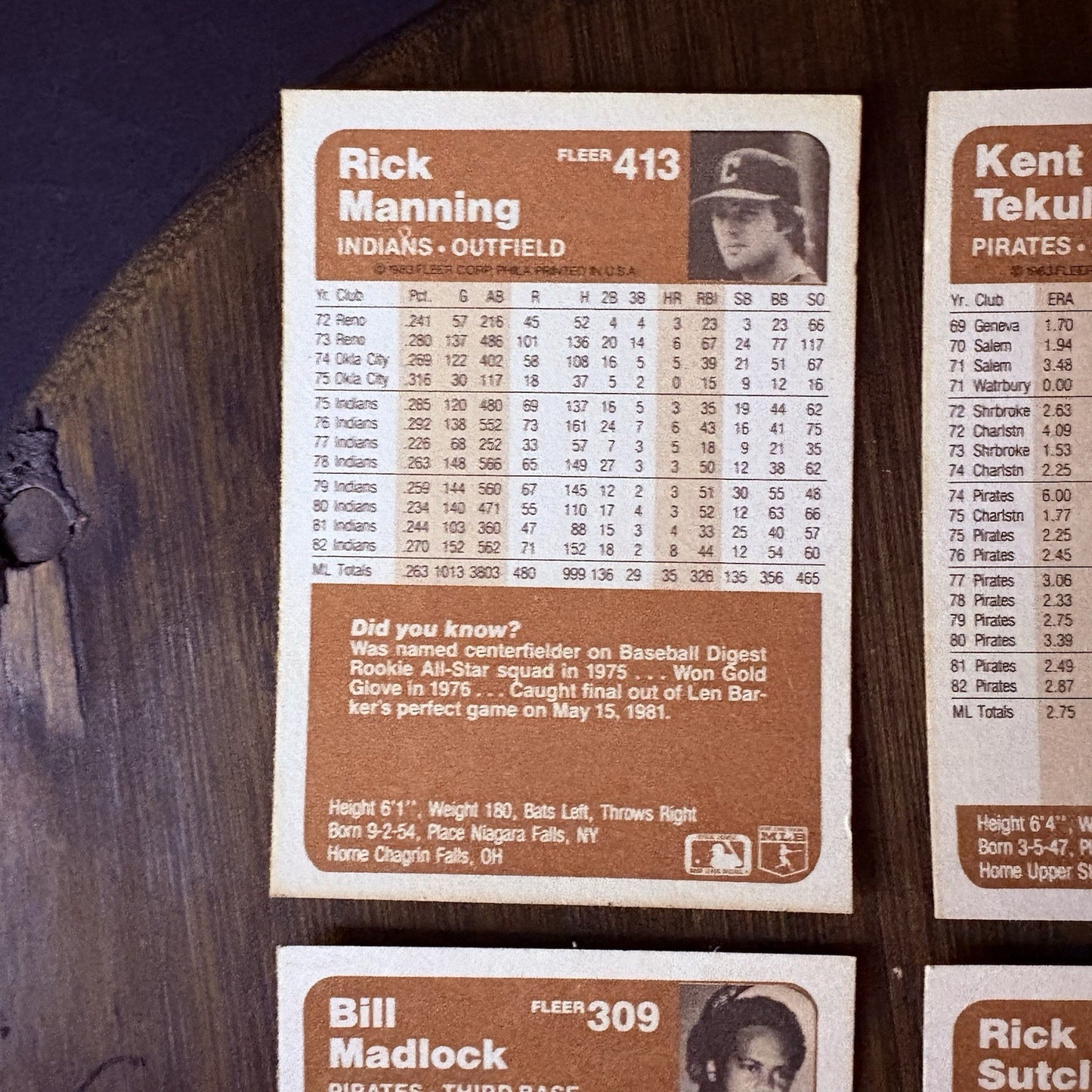 1983 Fleer High Grade Baseball Card Lot #413, #326, #309, #4209