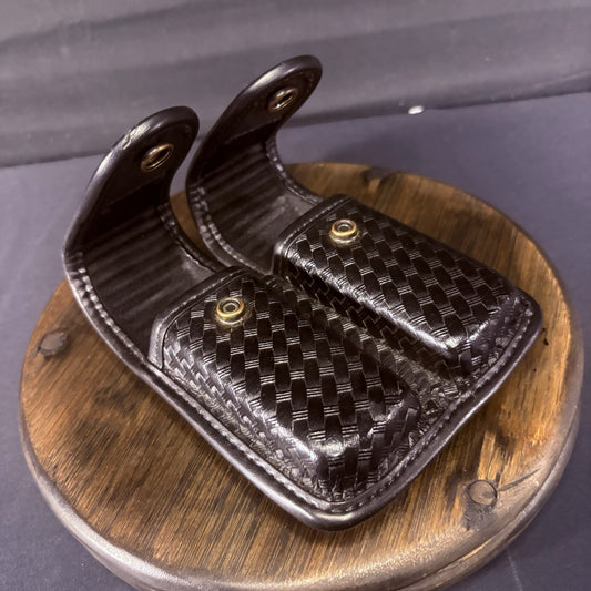 Bianchi 7902 Double Magazine Pouch 10mm/.45 Double Stack Mag Size 4 Basket Weave1