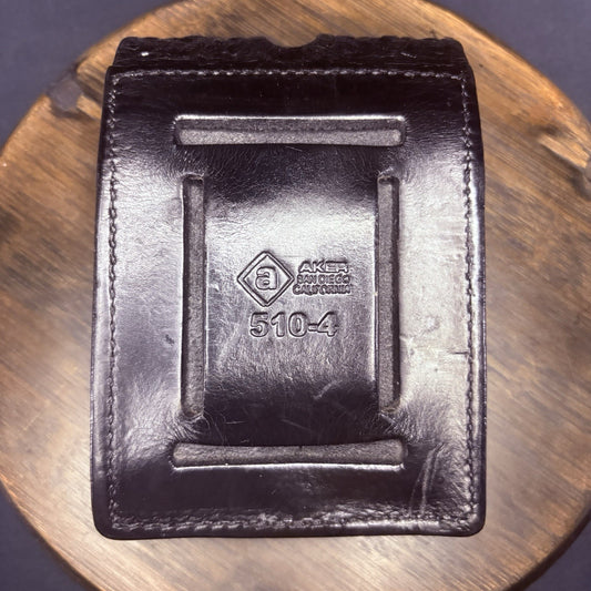 AKER 510-4 Double Magazine Carrier Pouch Double Stack .45 Basket Weave Leather1