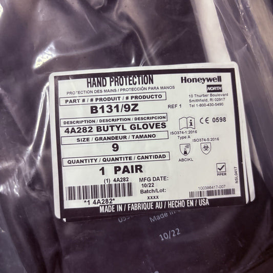 (10 Pack) Honeywell Butyl Gloves North B131/9 Chemical Resistant 13 Mil Sz 91