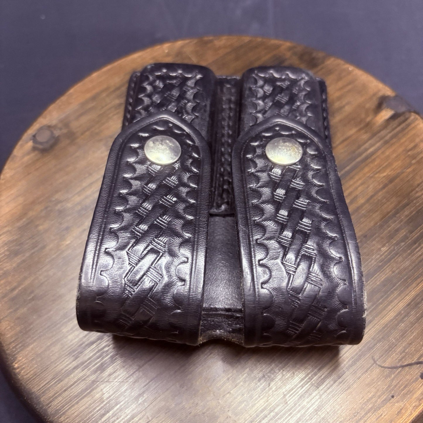 AKER 510-2 Double Magazine Carrier Pouch Double Stack 9mm Basket Weave Leather8