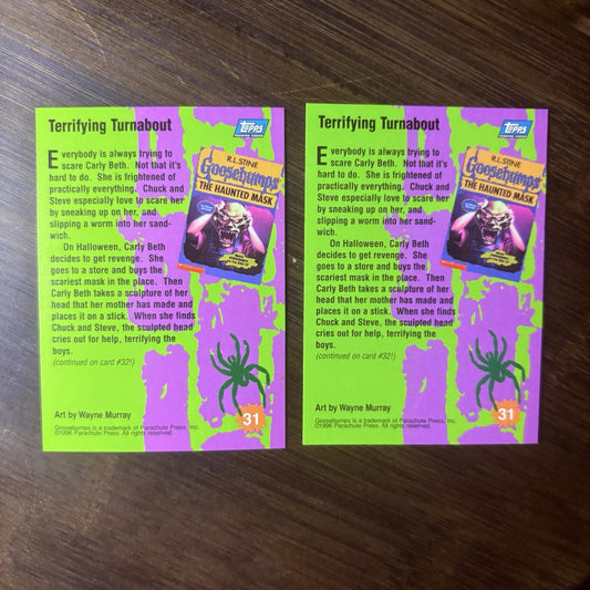 1996 Goosebumps #31 "Terrifying Turnabout" Lot Of (2) High Grade Trading Cards1