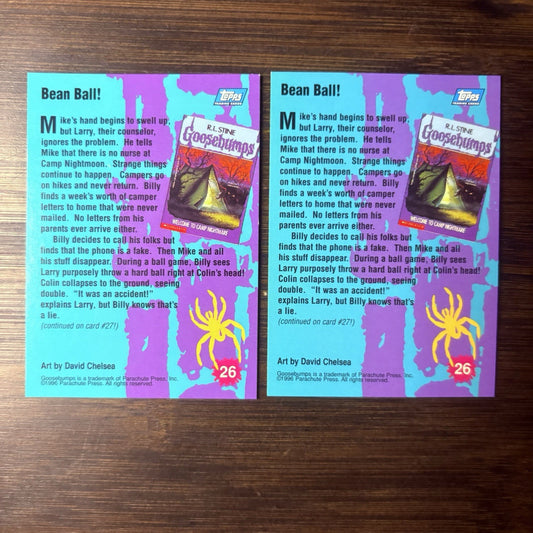 1996 Topps Goosebumps Bean Ball! #26 Lot Of (2) High Grade Trading Card1